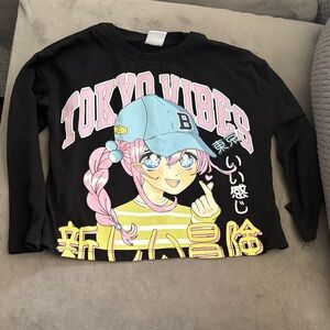Zara Kids Tokyo Vibes Long Sleeve Tee - Black and Pink